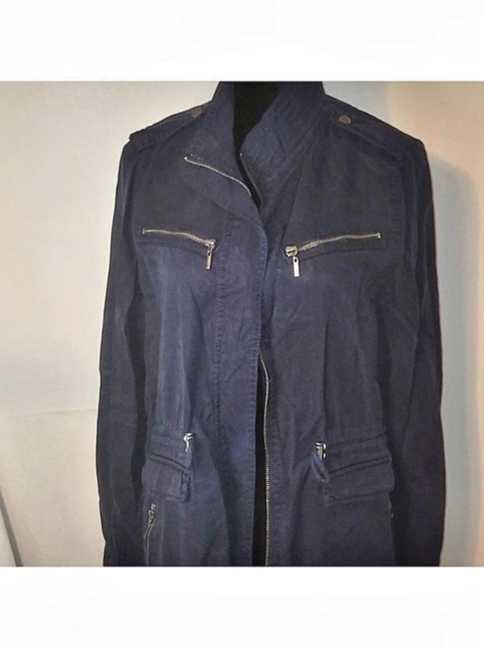 francesca'Small Utility Jacket in Blue Size Small NWT